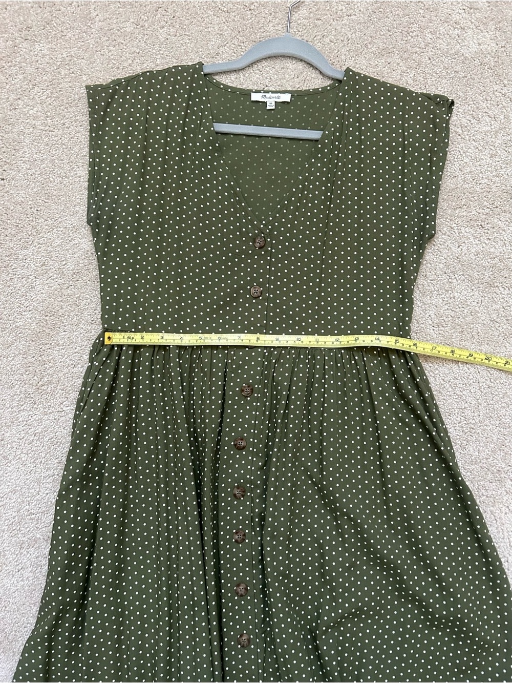 Madewell Olive Green Polka Dot Midi Dress